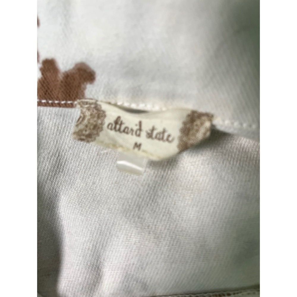 Altar'd State Cow Print Fringe Denim Jacket Western Coastal Cowgirl Boho Brown M - Picture 6 of 12